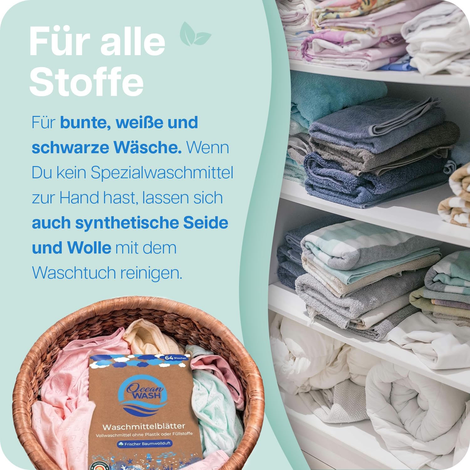 Waschmittelblätter Bundle für 3x64 Wäschen, biologisch abbaubar, Waschtücher für alle Textilien und Farben, Laundry Detergent Sheets