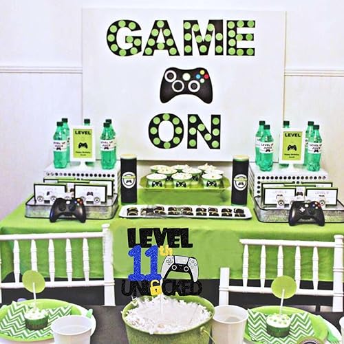 Miniatura 5 de Decoración para pastel de cumpleaños número 11 para adolescentes, fiesta de cumpleaños nocturna de videojuegos para niños o niñas, fiesta de