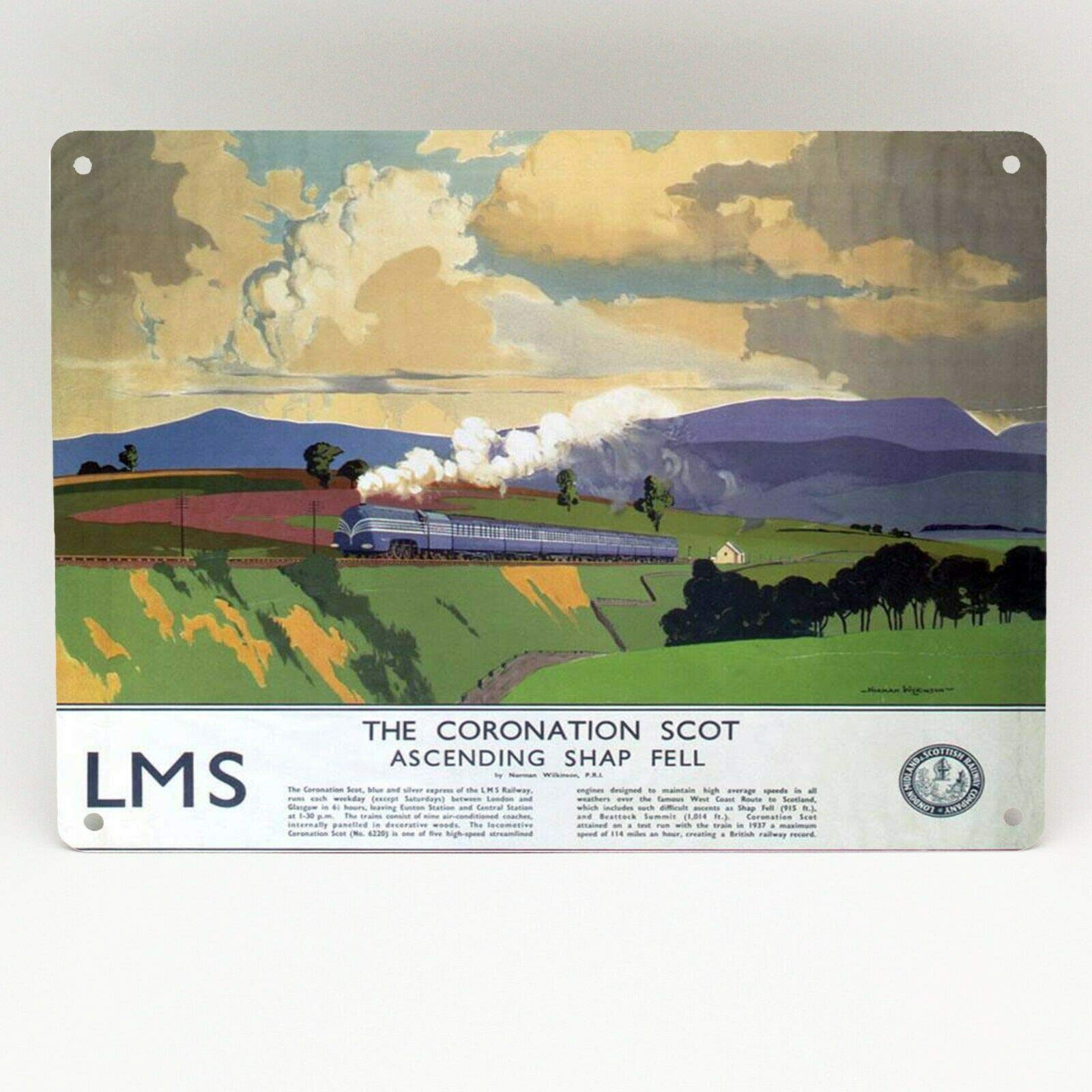Inga D1663 The Coronation Scot Railway Poster Metal Sign Lms Wilkinson Rail Travel Metal Tin Sign 8X12 Inches