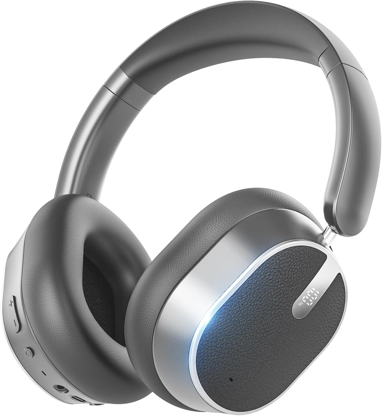 Hybrid Active Noise Cancelling Bluetooth Headphones, Over Ear Wireless Headphones with 60H Playtime, Hi-Res Audio, Deep Bass, Memory Foam Ear Cups for Home Office Travel