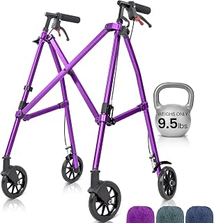 Vive Lightweight Folding Walker for Seniors - Narrow 4-Wheel Mobility Aid for Tight Spaces, Balance & Travel