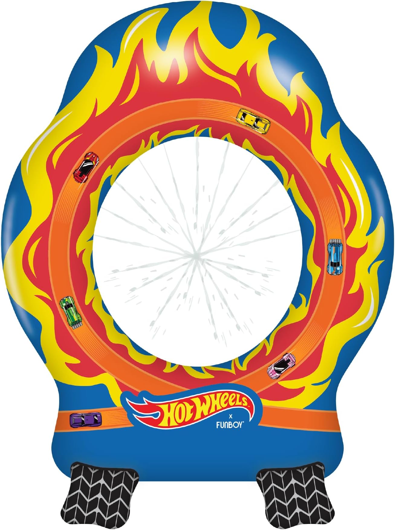 Hot Wheels & FUNBOY Ring of Fire Sprinkler – Inflatable Jump Through Outdoor Water Sprinkler for Kids, Backyard Summer Toy, Easy Setup, Ages 8+