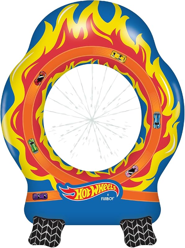 Hot Wheels x FUNBOY Ring of Fire Outdoor Water Sprinkler | Inflatable Jump Through, Outdoor Water Sprinkler, Backyard Summer Toy, Easy Setup