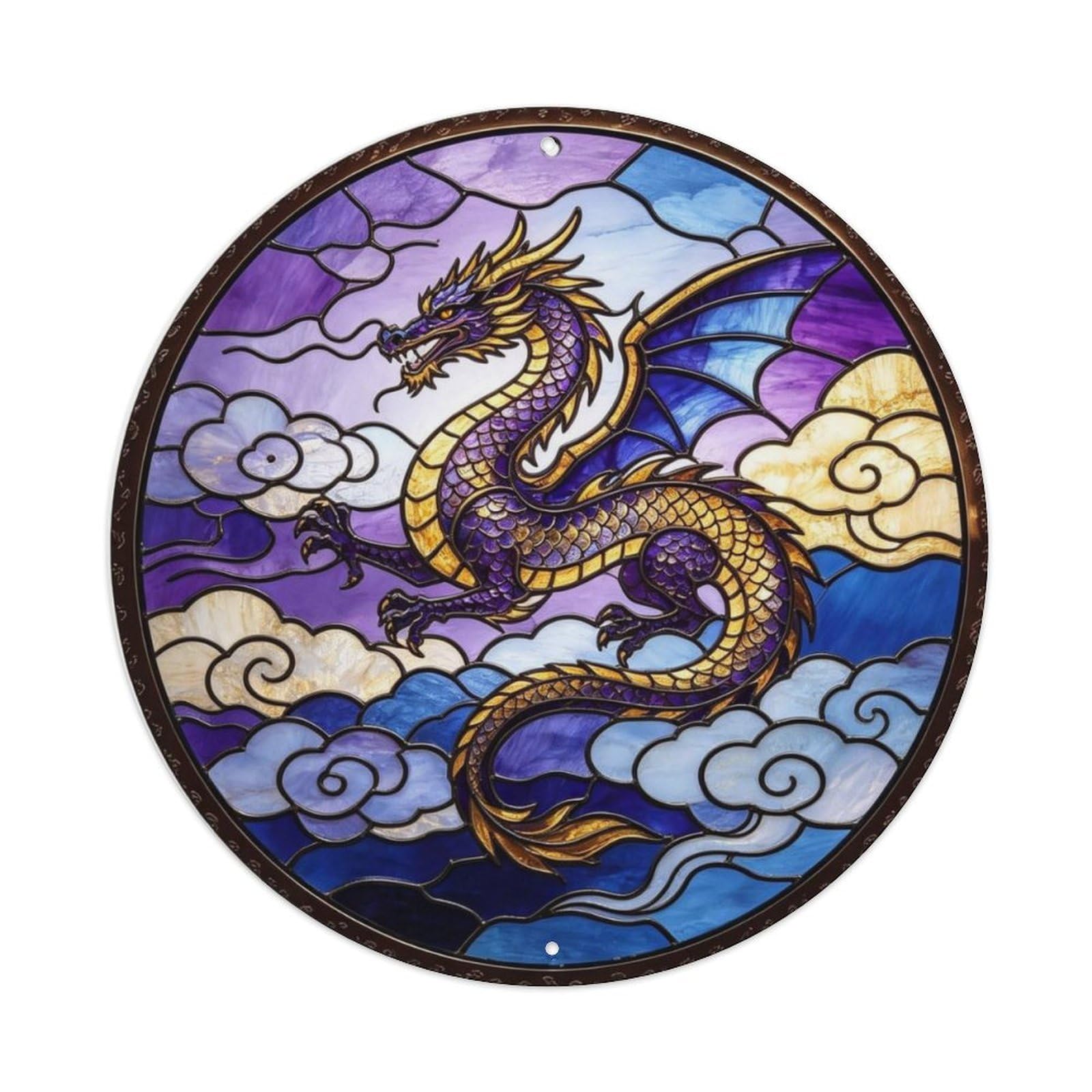 Mystical Dragon Stained Glass Metal Tin Sign Plaque