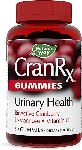 Nature's Way CranRx Gummies Urinary Health* BioActive Cranberry +, D-Mannose +, vitamina C, 50 gomitas