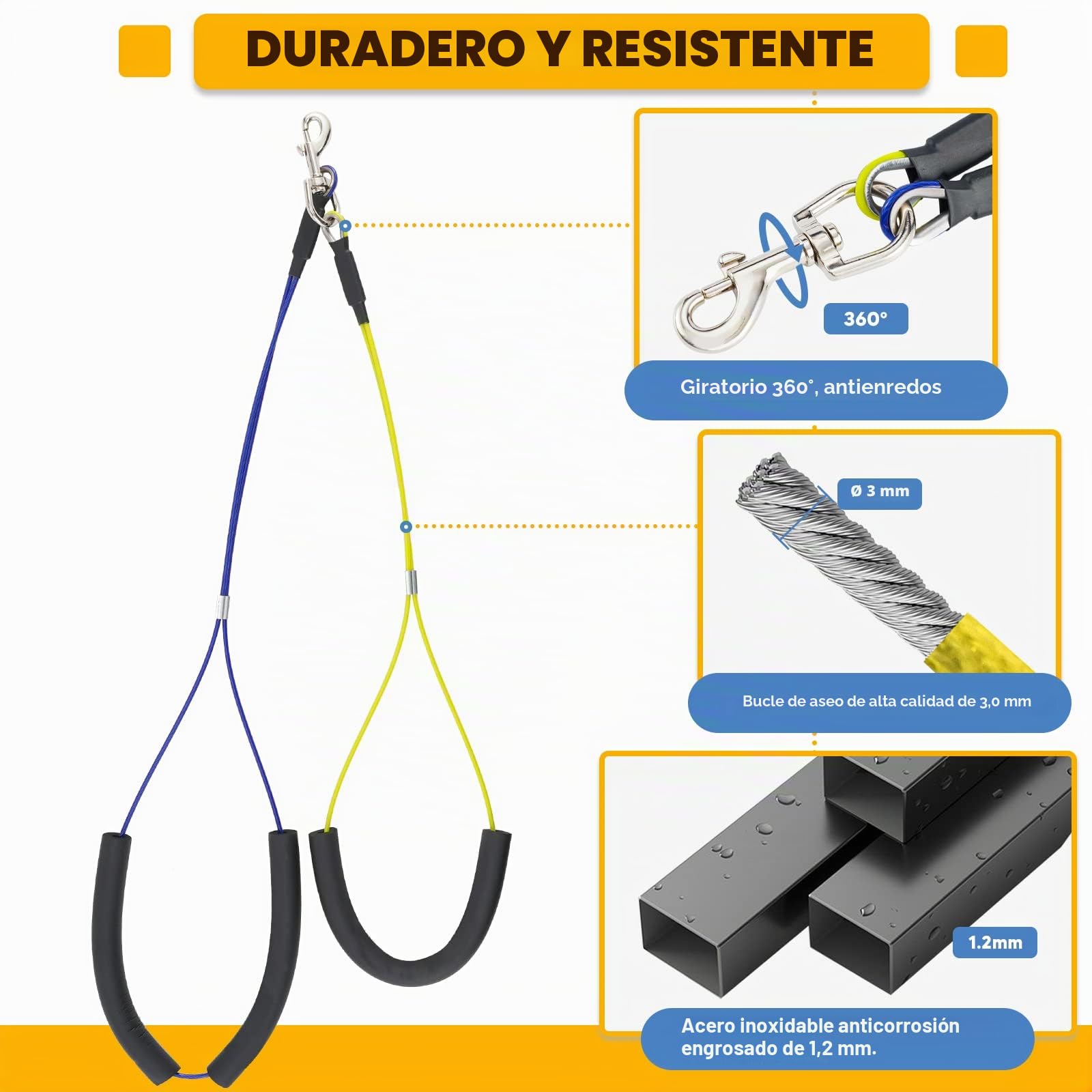 Brazo de aseo de mascotas para mesa, ajustable, antideslizante, portátil, perros y gatos pequeños y medianos, fuerte abrazadera metálica, 1 correa de sujeción y 2 cuerdas para evitar que se sienten