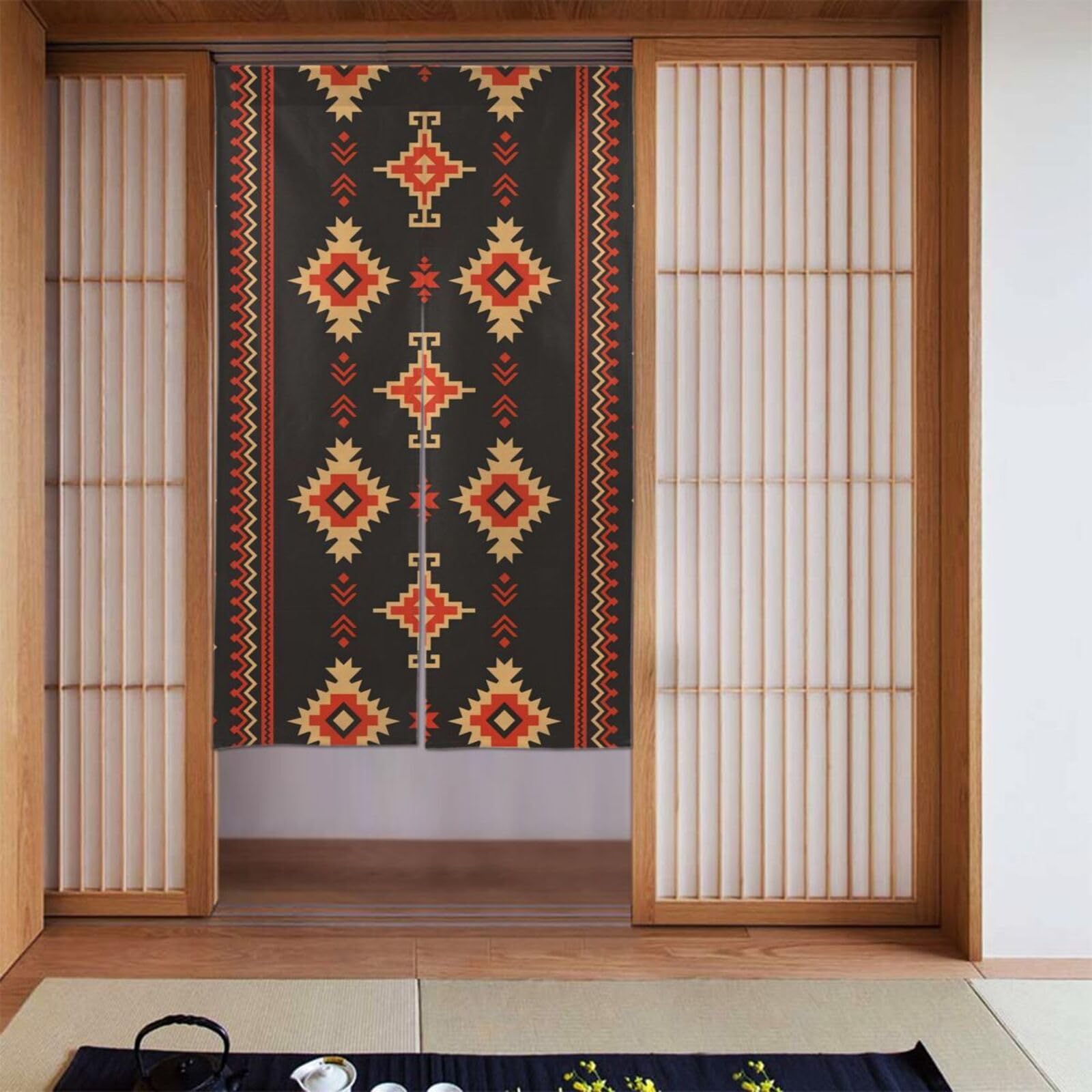 Lukiyys Southwestern Native American Aztec Ethnic Navajo Indian Tribal Door Curtains,Doorways Curtains for Windows,Bedroom Divider 34"X 56"