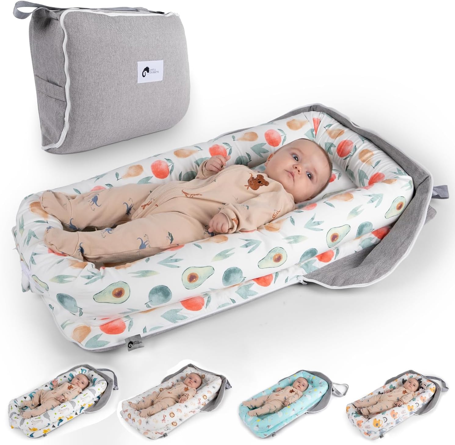 Baby Lounger & Nest – 100% Breathable Cotton, Portable Infant Bed For Tummy Time & Play (Pink)