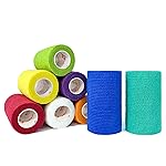 [8 Pack-4 x5Yards] Assorted Color- Self Adhesive Bandages Wrap, Athletic Elastic Cohesive Bandage for Vet Wrap, Sports Injury, Strain, Knee&Wrist, Ankle Sprains. First Aid Non-Woven Bandages