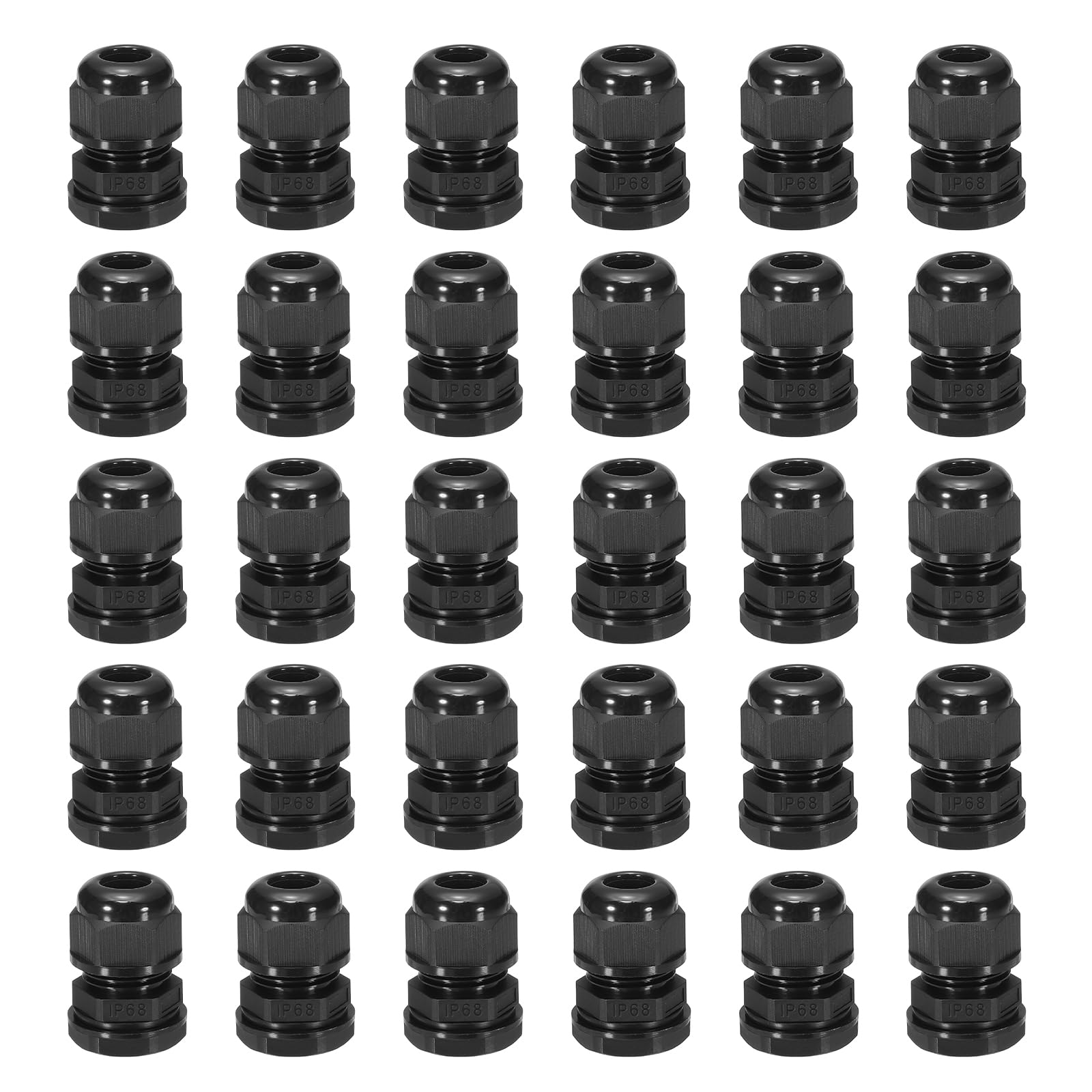 Photo 1 of MECCANIXITY 30 Pcs M18x1.5" Cable Glands Adjustable 6-10mm PA6 Nylon IP68 Waterproof Connectors with Seals Anti-Corrosion for Industrial/Outdoor Electrical Systems (Black)
