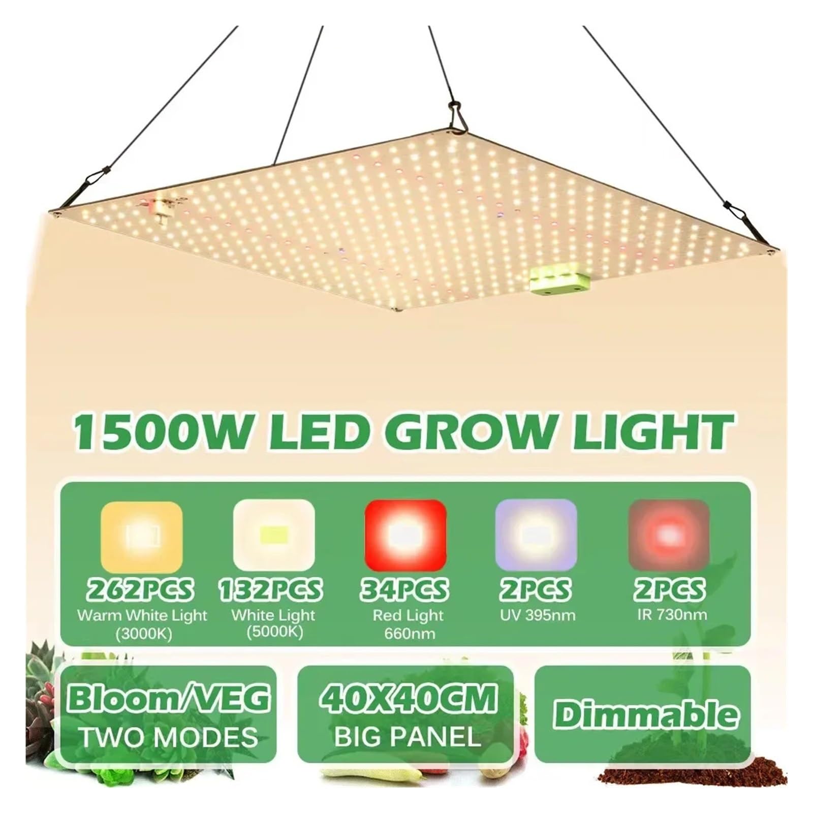Lámpara de Cultivo, Lámpara LED de Espectro Completo for Cultivo de Plantas, lámpara de Cultivo de luz Solar de Alto PPFD LM281B for iluminación de Crecimiento de Plantas de Interior(QBX700-X)