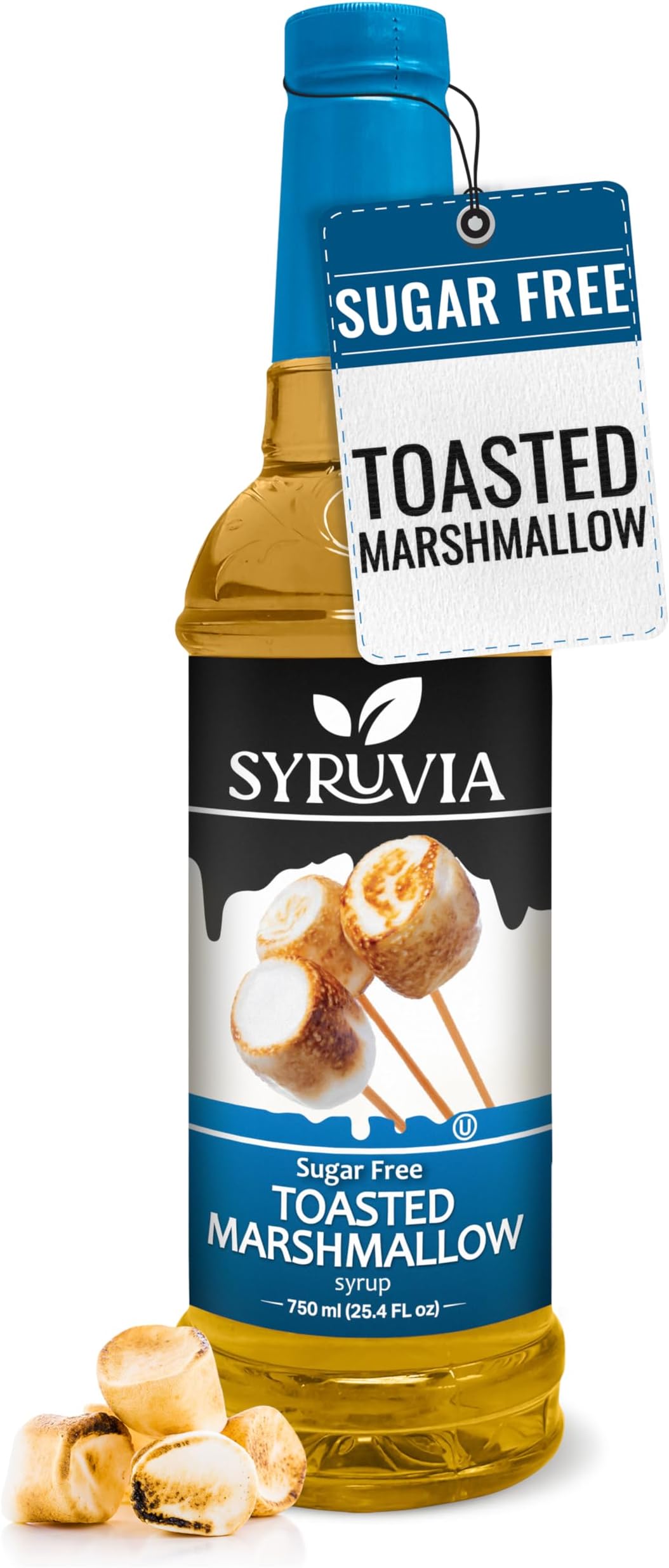 Syruvia Sugar Free Coffee Syrup, Toasted Marshmallow Flavored Syrup for Drinks, Lattes, and Desserts – 25.4 fl oz