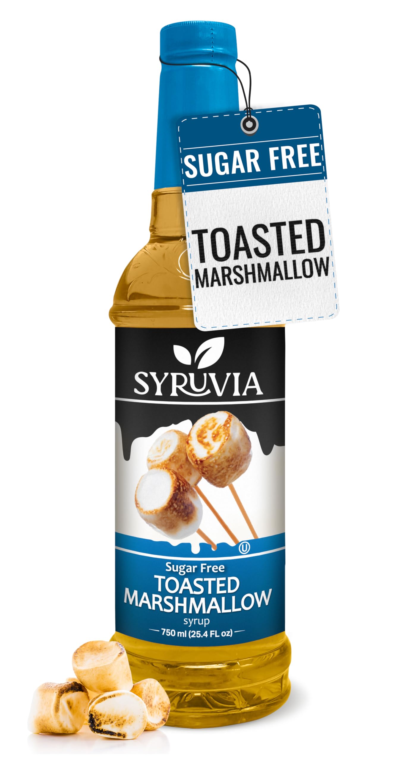 Syruvia Sugar Free Coffee Syrup, Toasted Marshmallow Flavored Syrup for Drinks, Lattes, and Desserts – 25.4 fl oz