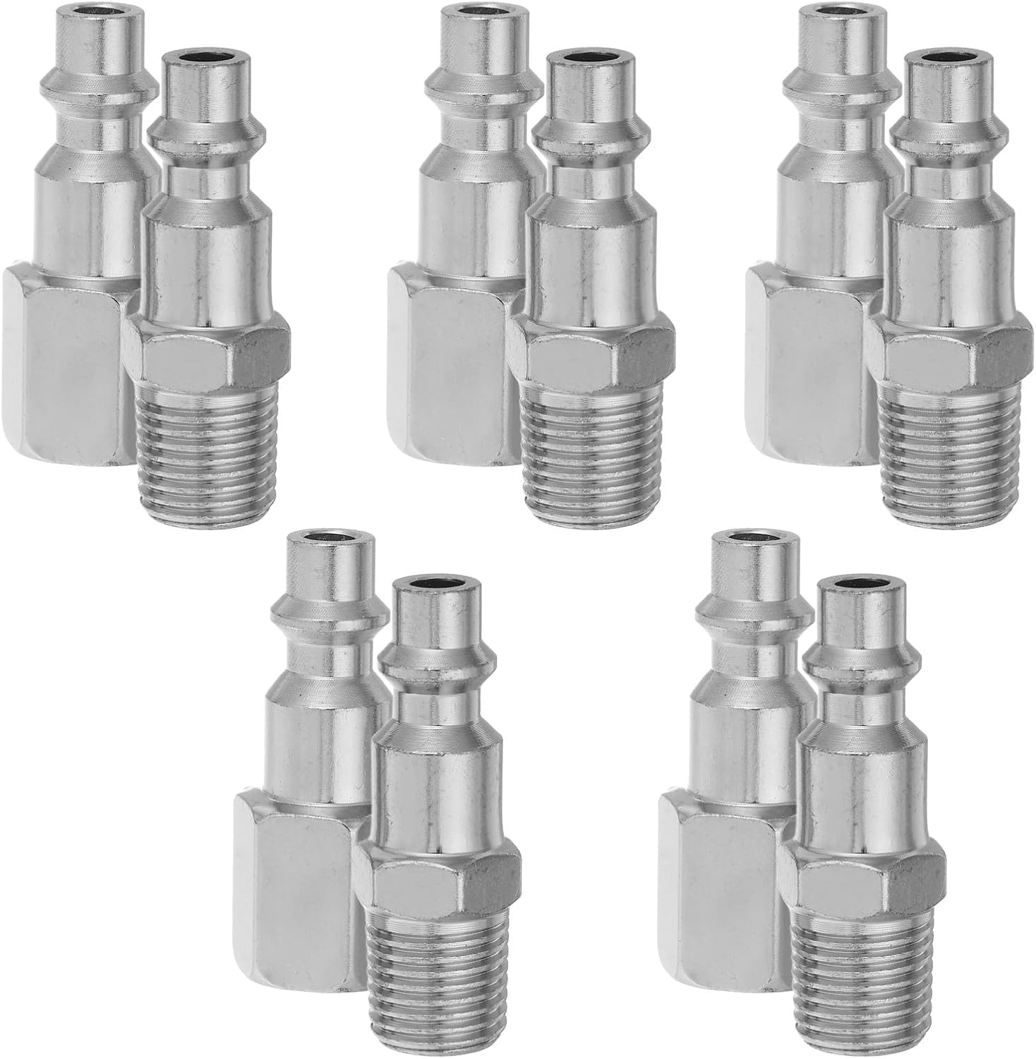 10pcs 1/4 Inch Npt Male and Female Thread Quick Connect Air Hose Fittings Set, Pneumatic Compressor Hose Connectors for Industrial and Workshop Use
