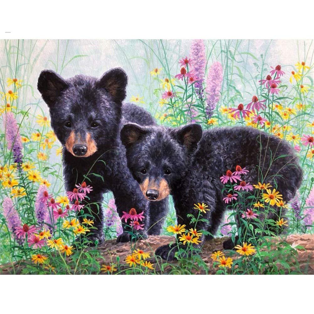 Broderie diamant ours géant pour décorer le salon une activité créative en famille à la maison