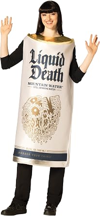 Liquid Death Still Water Can Halloween Costume, White, Women and Men, Adult One Size