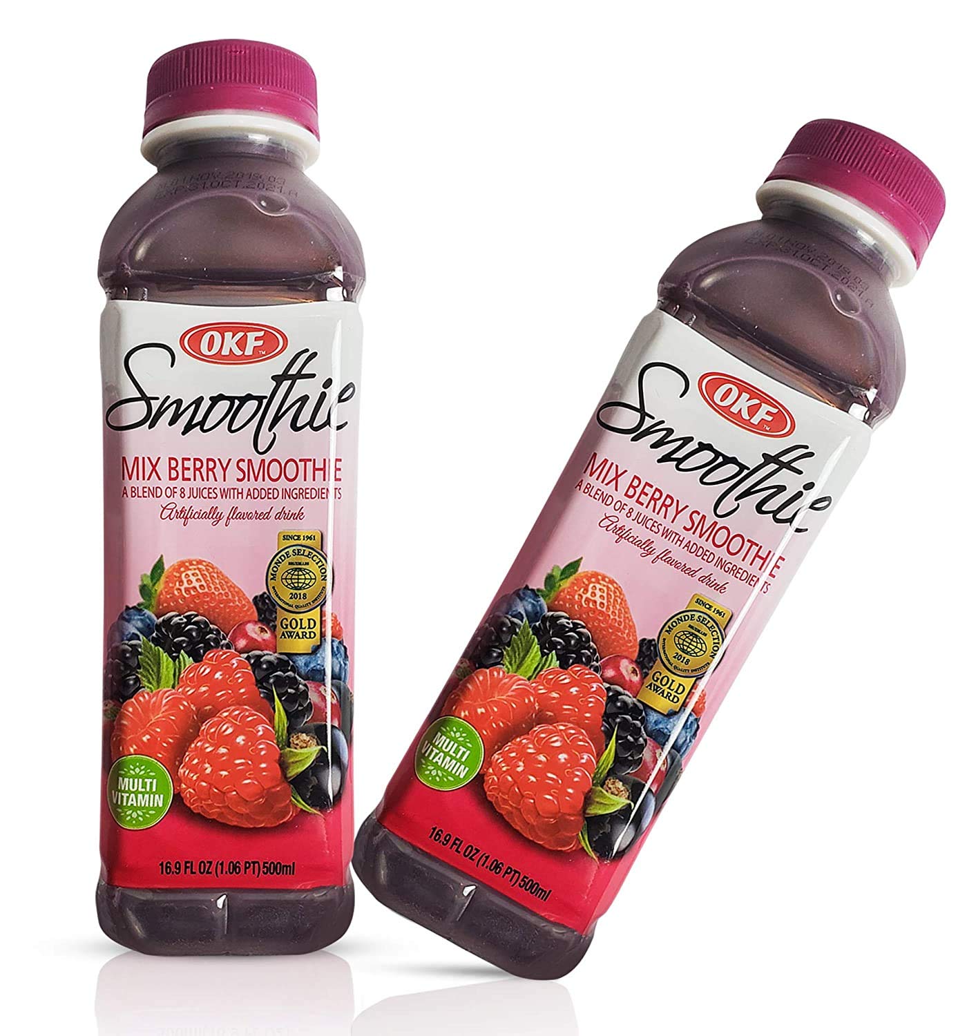 OKF Smoothie, Multi Vitamin Premium New Drink, 16.9 Fluid Ounce (Mix berry Smoothie, 12 Pack)