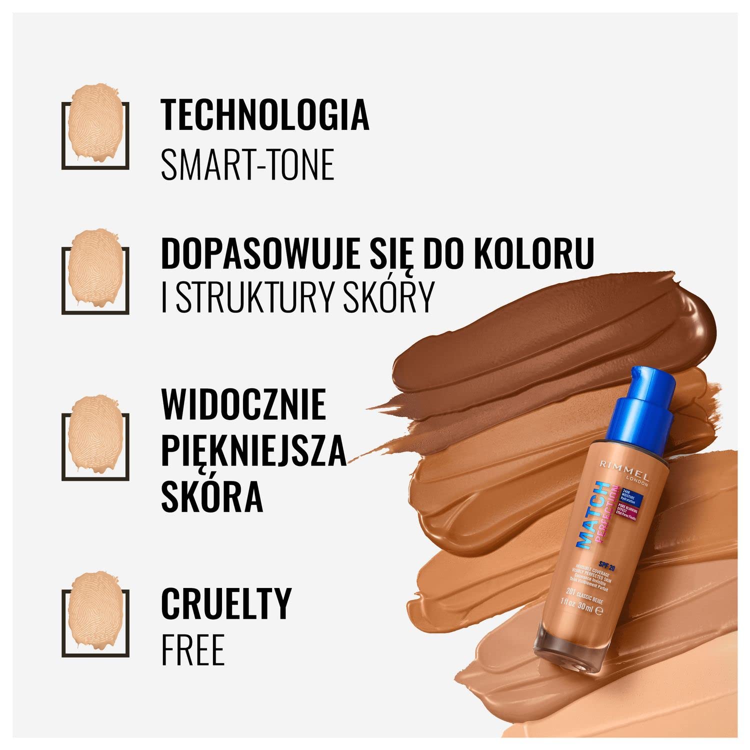Rimmel Match Perfection nawilżający podkład do twarzy nr 203 - True Beige
