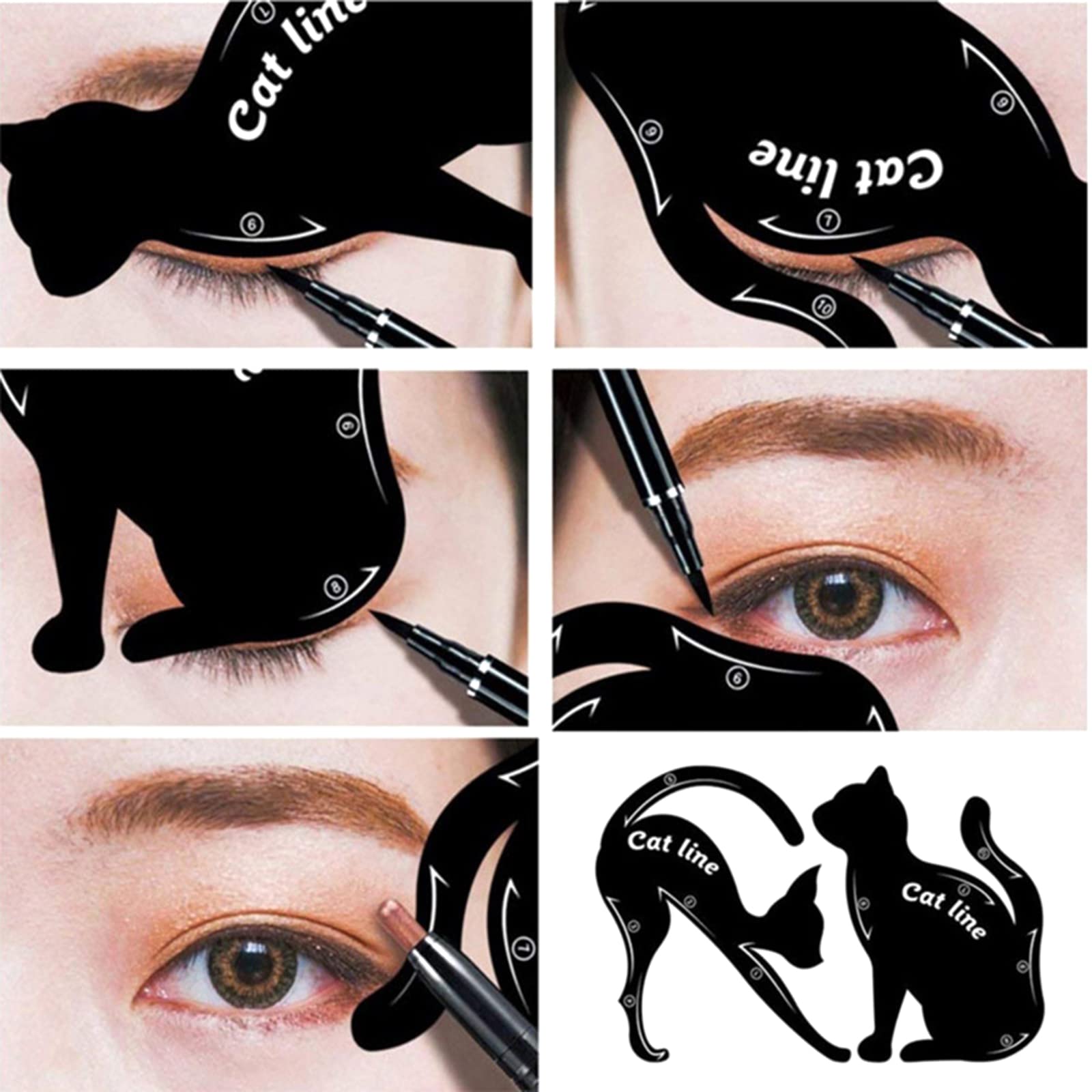 2Pcs Stencils Winged Tip Look Eyeshadow Guide Template Tool Eye Makeup Tool Easy To Use At Home