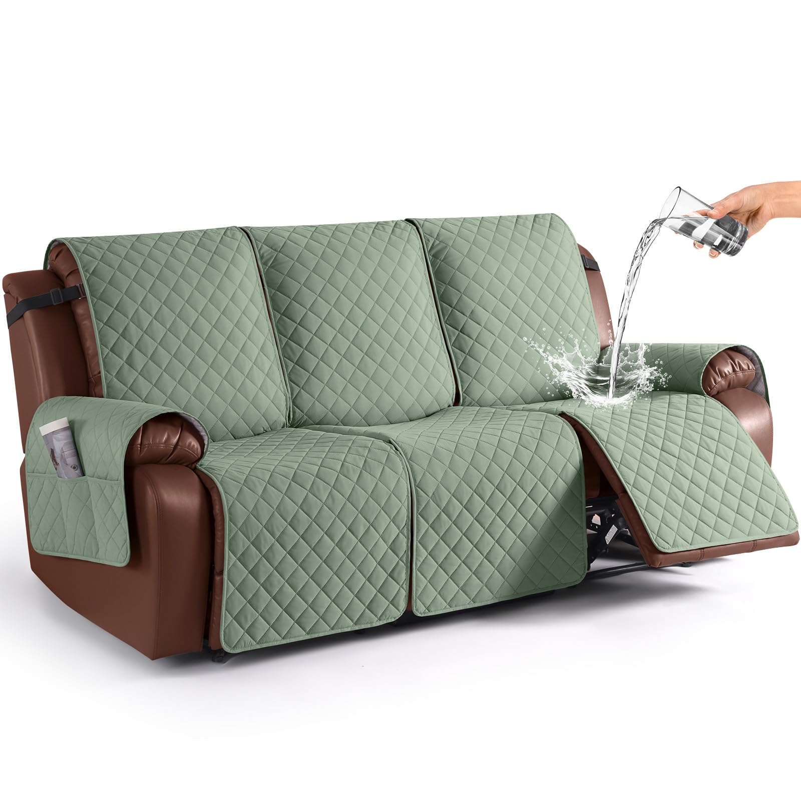 Photo 1 of KinCam Waterproof Recliner Sofa Cover, Sage Green, 3 Seater