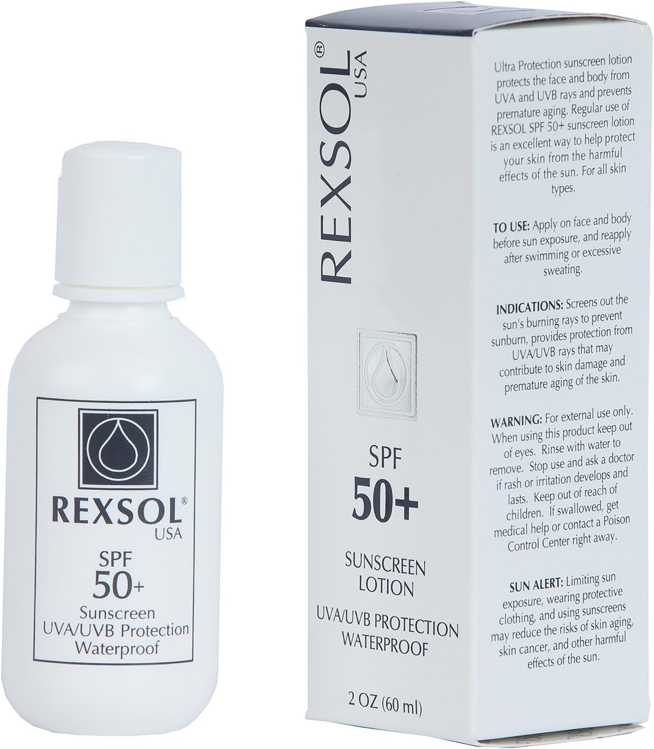 REXSOL SPF 50+ Sunscreen UVA UVB Protection Waterproof | With Vitamin C, Vitamin E & Vitamin A | Maximum reinforced protection against UVA and UVB rays | Prevent fine lines and wrinkles(60 ml/2 fl oz)
