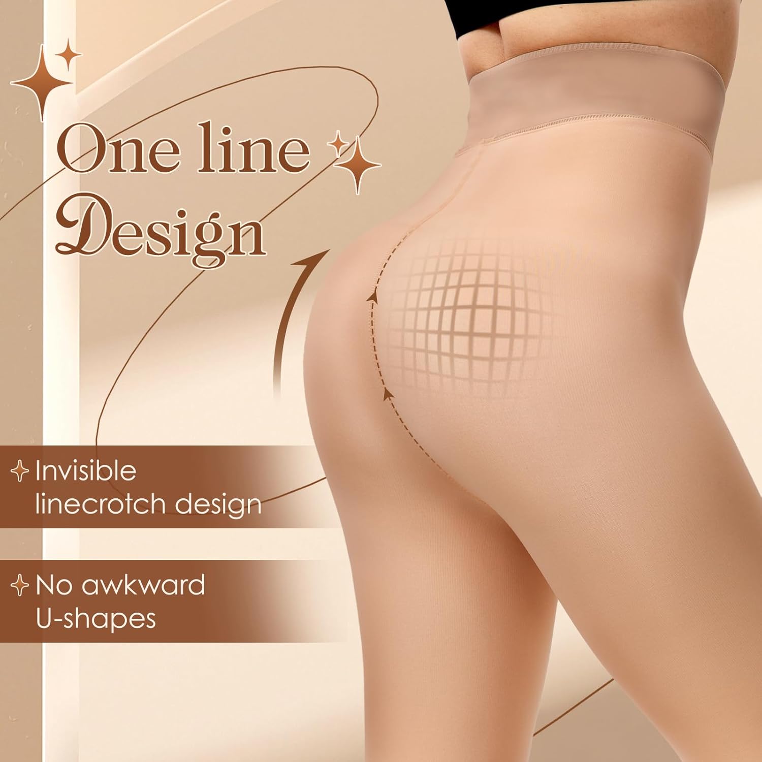 HONGTEYA 3 Pairs Fleece Lined Tights Women - Warm Sheer Pantyhose Fake Translucent Tights Winter Thermal Leggings - Image 2