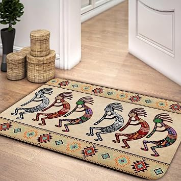 DYNH Southwest Bathroom Rugs, Native American Aztec Bath Mat, Southwestern Navajo Abstract Retro Tribal Geometric Boho Bathroom Mat Bath Rugs,17X29Inches