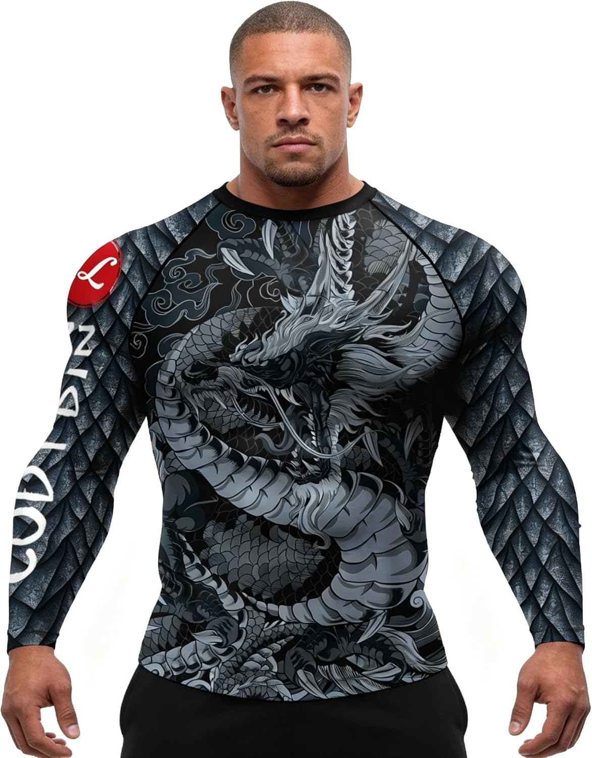 Red Plume Men's Sports Fitness Classical Raglan Long Sleeve Athletic Printing T-Shirt for Running, Fishing, Hiking image 2