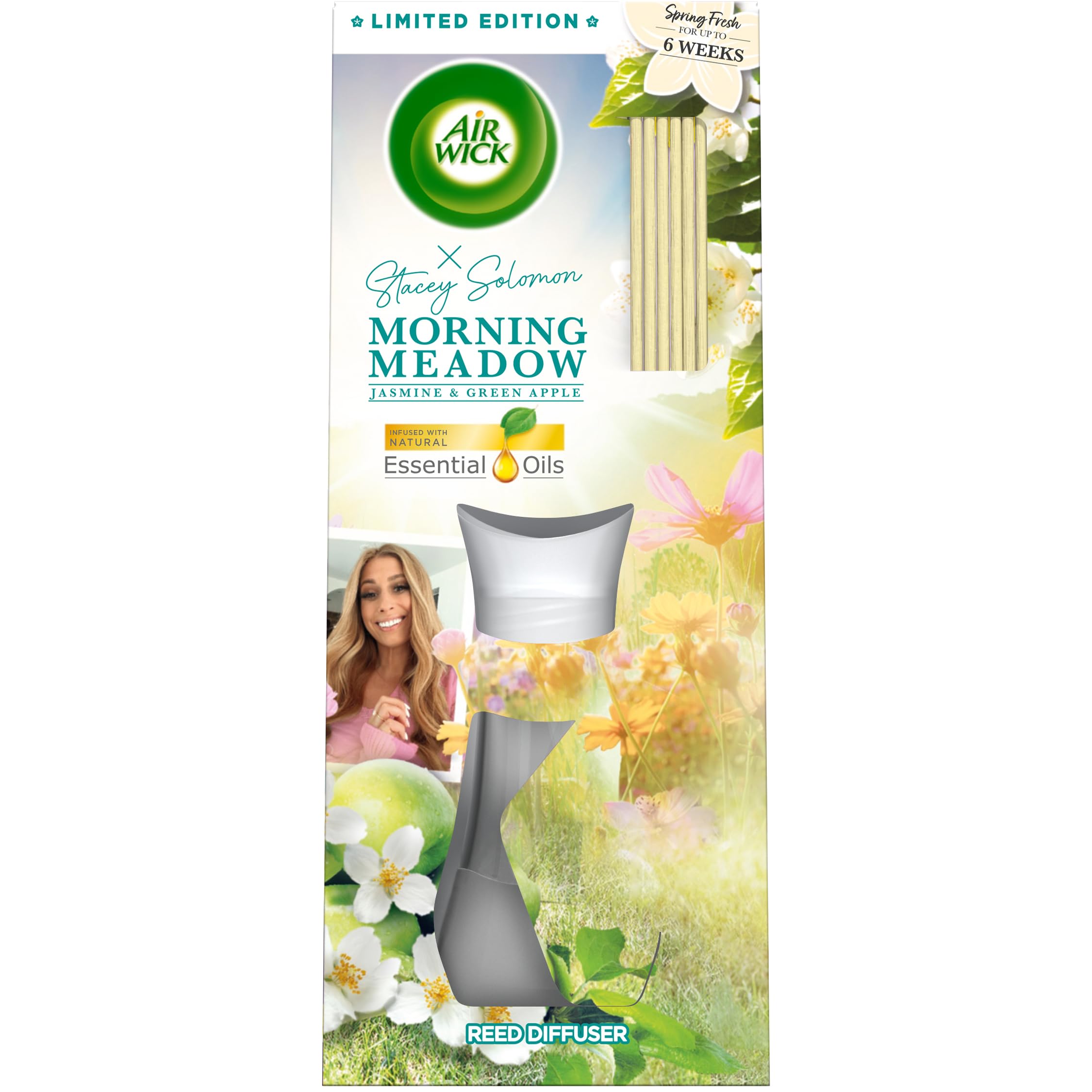 Air Wick Stacey Solomon Morning Meadow Essential Oils Reeds Diffuser 42ml Lasts up to 6 weeks Air Freshener