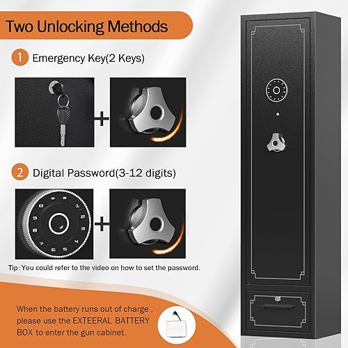 Miniatura 3 de 6 cajas fuertes para armas para rifles y pistolas Armario resistente para rifles y escopetas, cajas fuertes para rifles y escopetas, cajas fuertes