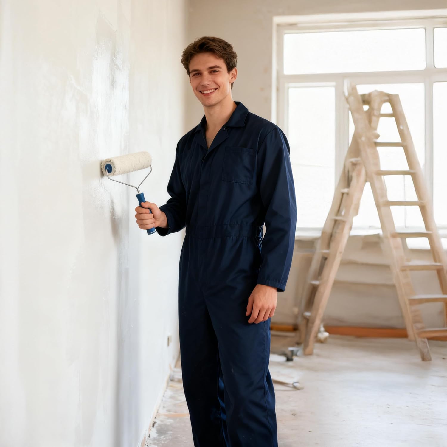 UQJE Coveralls for Men Work Navy Blue Adult Jumpsuit Coveralls Halloween Costume - Image 5