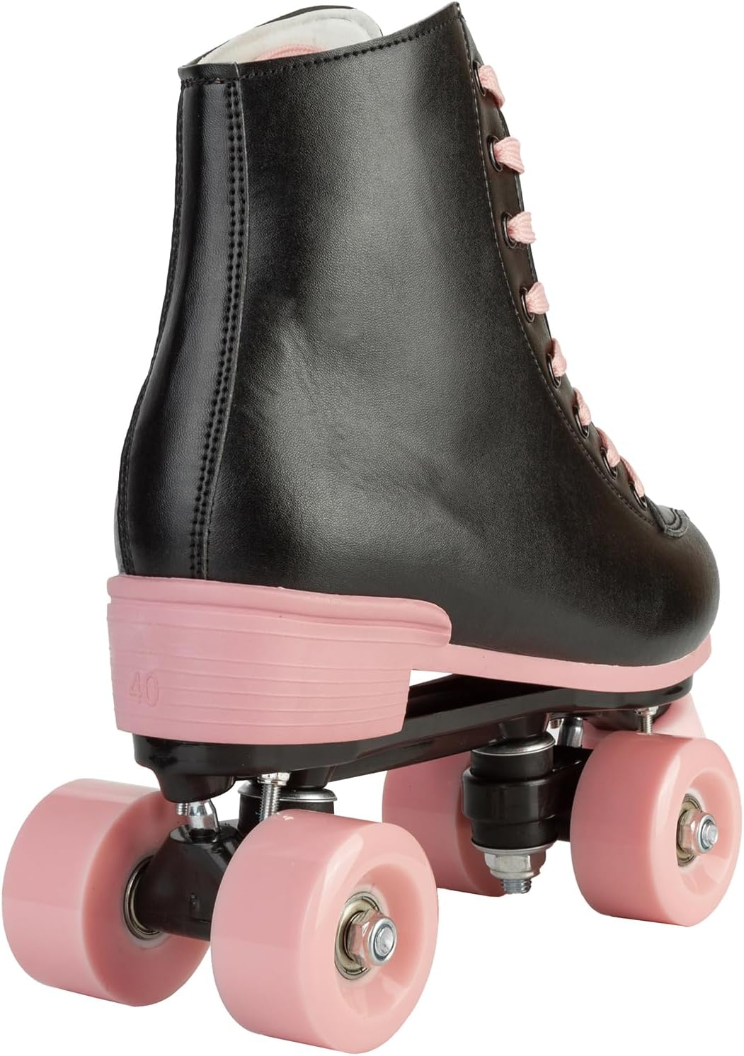 YYW Roller Skates for Girls Light Up Youth Kids Roller Skate Black Pink Double Row Roller Shoes Girl Ages 8-12 Indoor Outdoor