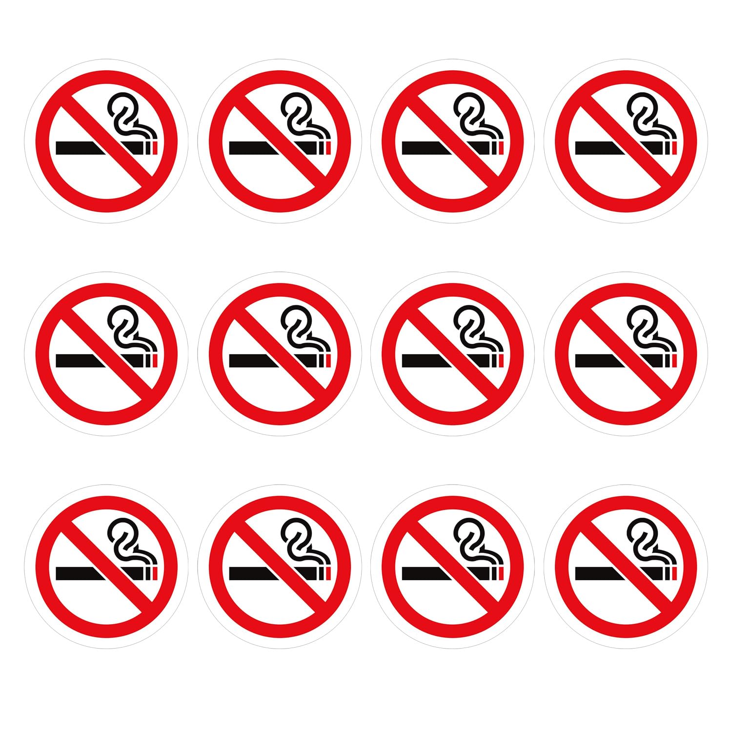 12 naklejek samoprzylepnych na pojazdy, zakaz palenia papierosów, 3-calowe naklejki na zakaz palenia w miejscach, wodoodporne, nadają się do miejsc niepalących