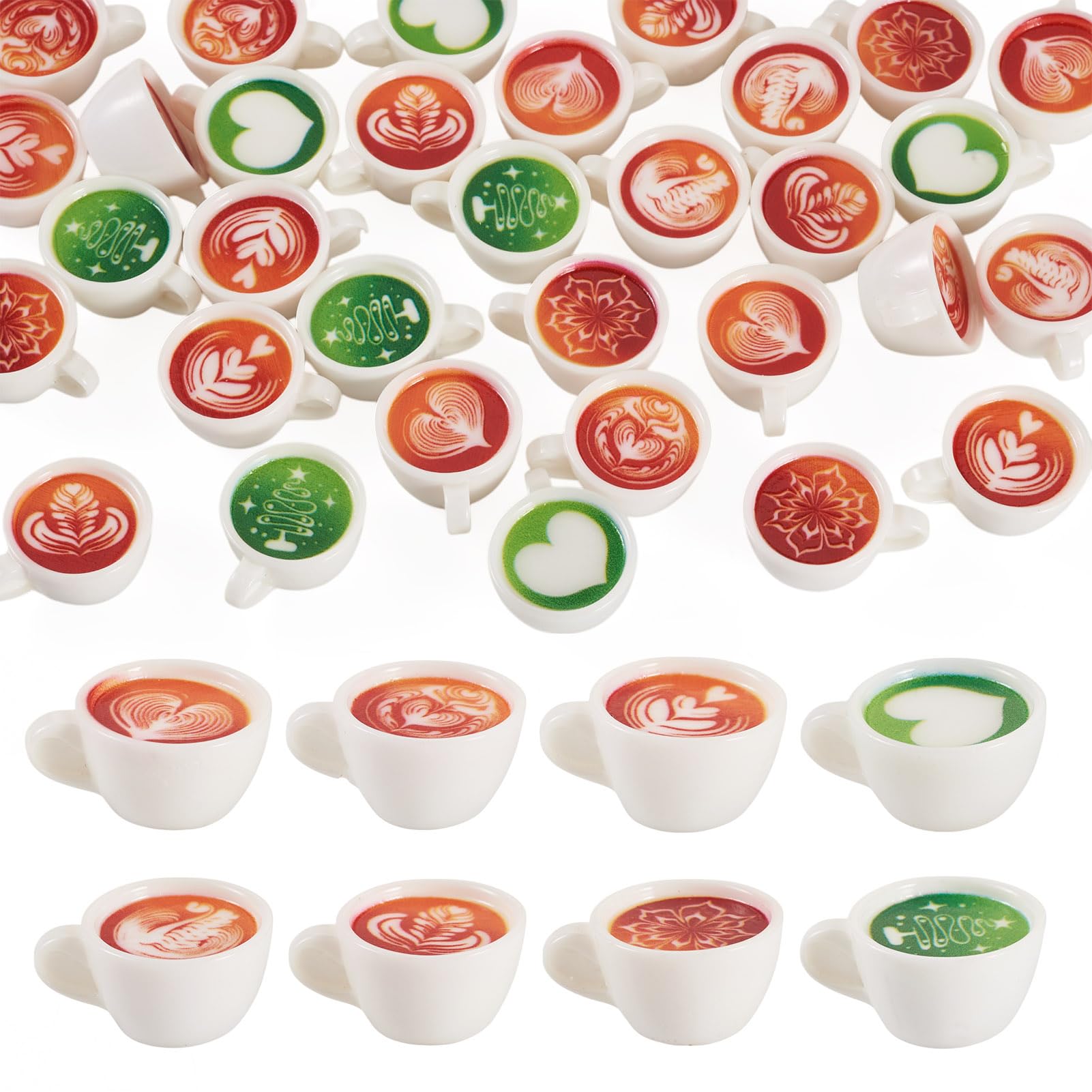 Spritewelry 32 Pcs Coffee Cups Miniature Ornament Resin Coffee Mug Tiny Imitation Beverage Micro Landscape Ornament for DIY Desktop Craft Decoration