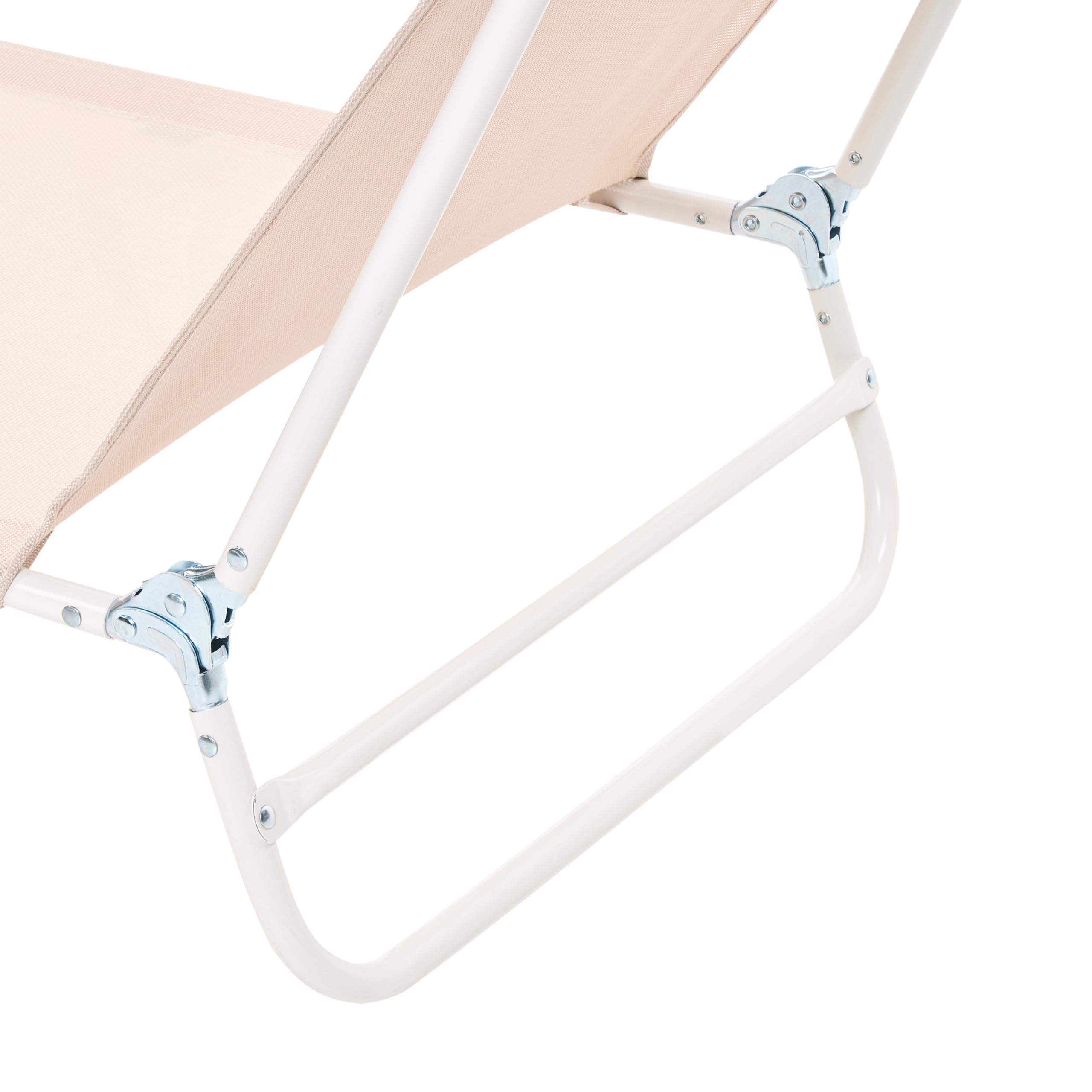 Beliani Sdraio da giardino pieghevole con seduta in rete e telaio in acciaio con maniglia resistente alle intemperie beige