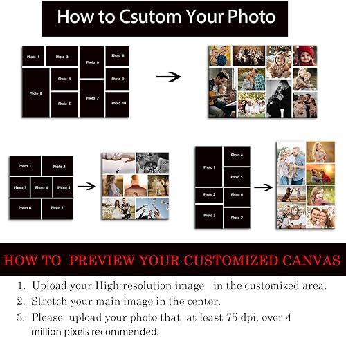 Miniatura 5 de ZHIYYHAO Lienzo personalizable con collage de múltiples imágenes, arte de pared personalizado con múltiples imágenes, arte de pared para niños,