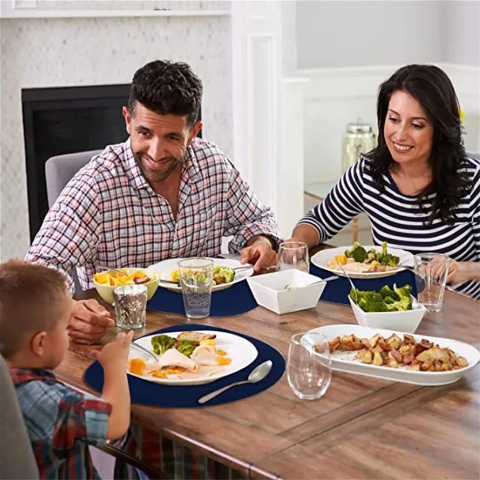 Lot de 6 sets de table ronds en similicuir imperméable pour cuisine