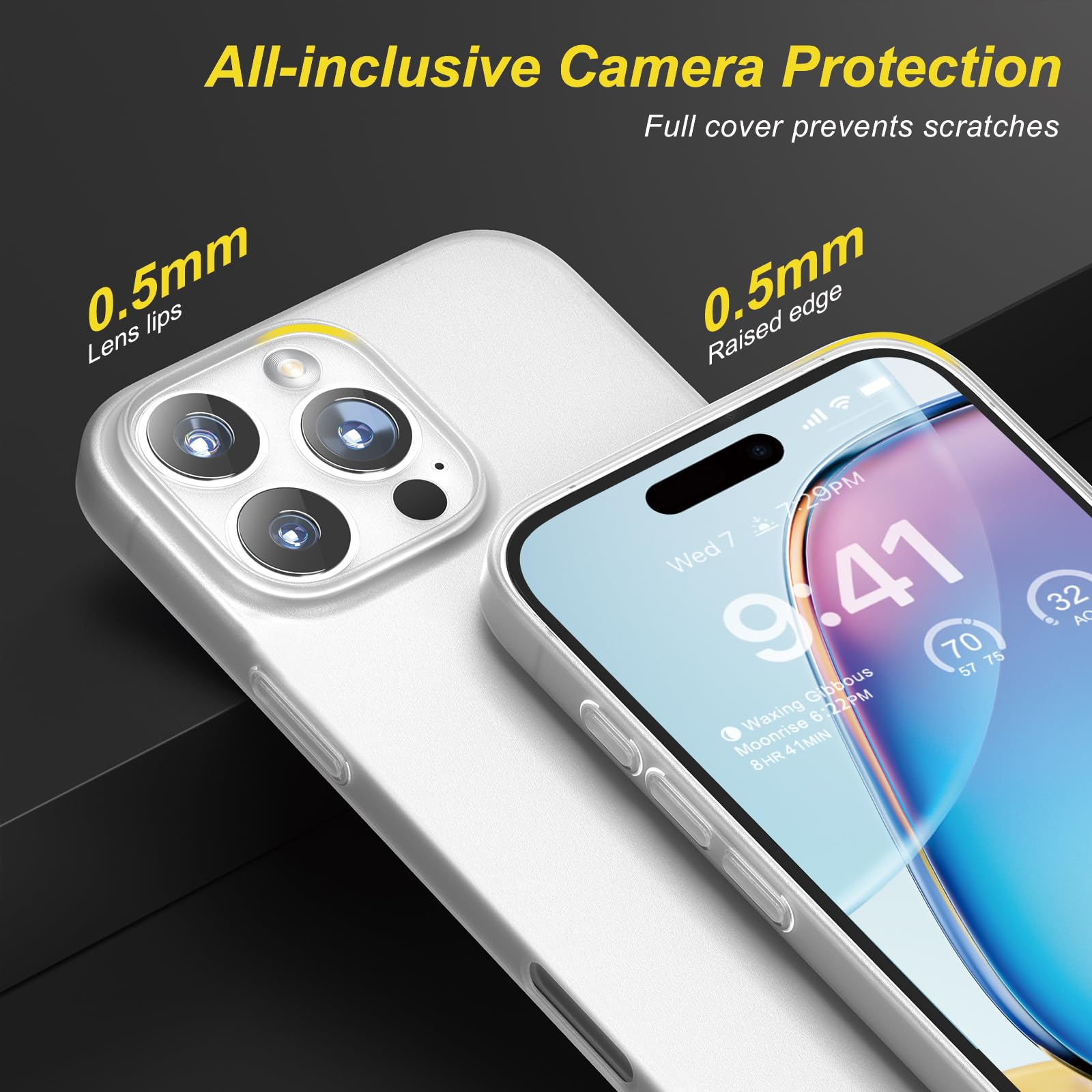 memumi 0.3mm Ultra Slim Case for iPhone 16 Pro, Matte Finish Case with Full Camera Protection - Image 3