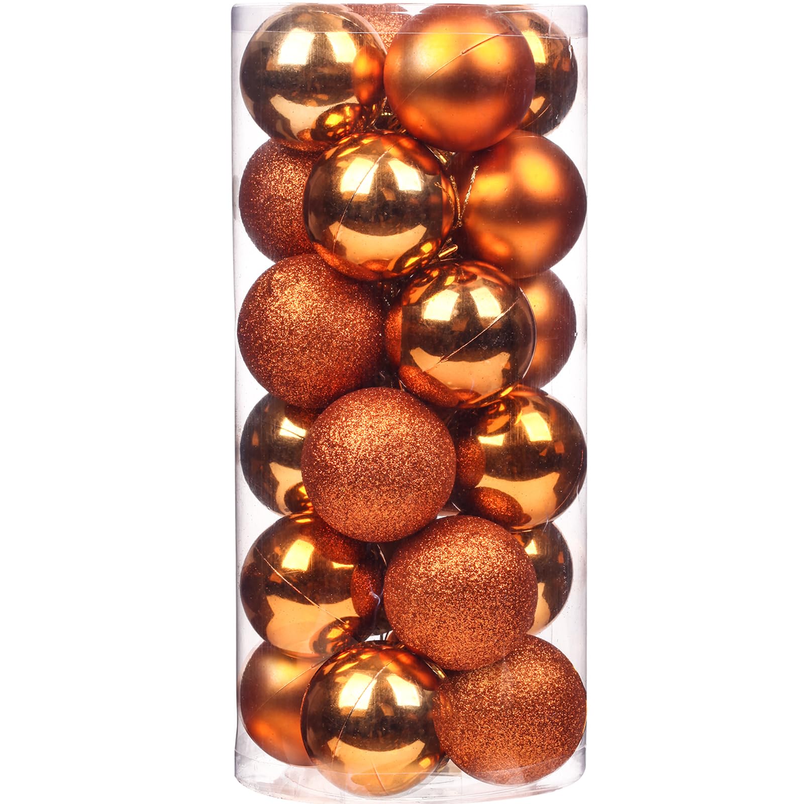 Emopeak 24Pcs Orange Christmas Ornaments for Tree Decor, 1.2Inch Mini Christmas Balls Ornaments, Shatterproof Xmas Hanging Baubles for Holiday Wedding Party Decoration