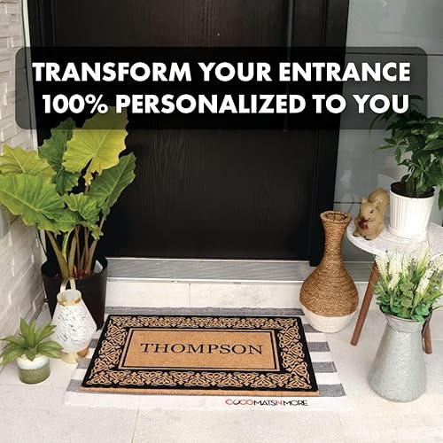Miniatura 6 de COCO MATS 'N MORE Tapete de fibra de coco personalizado (14 x 22 pulgadas, negro) Tapete de bienvenida con respaldo de vinilo  Cerdas de coco