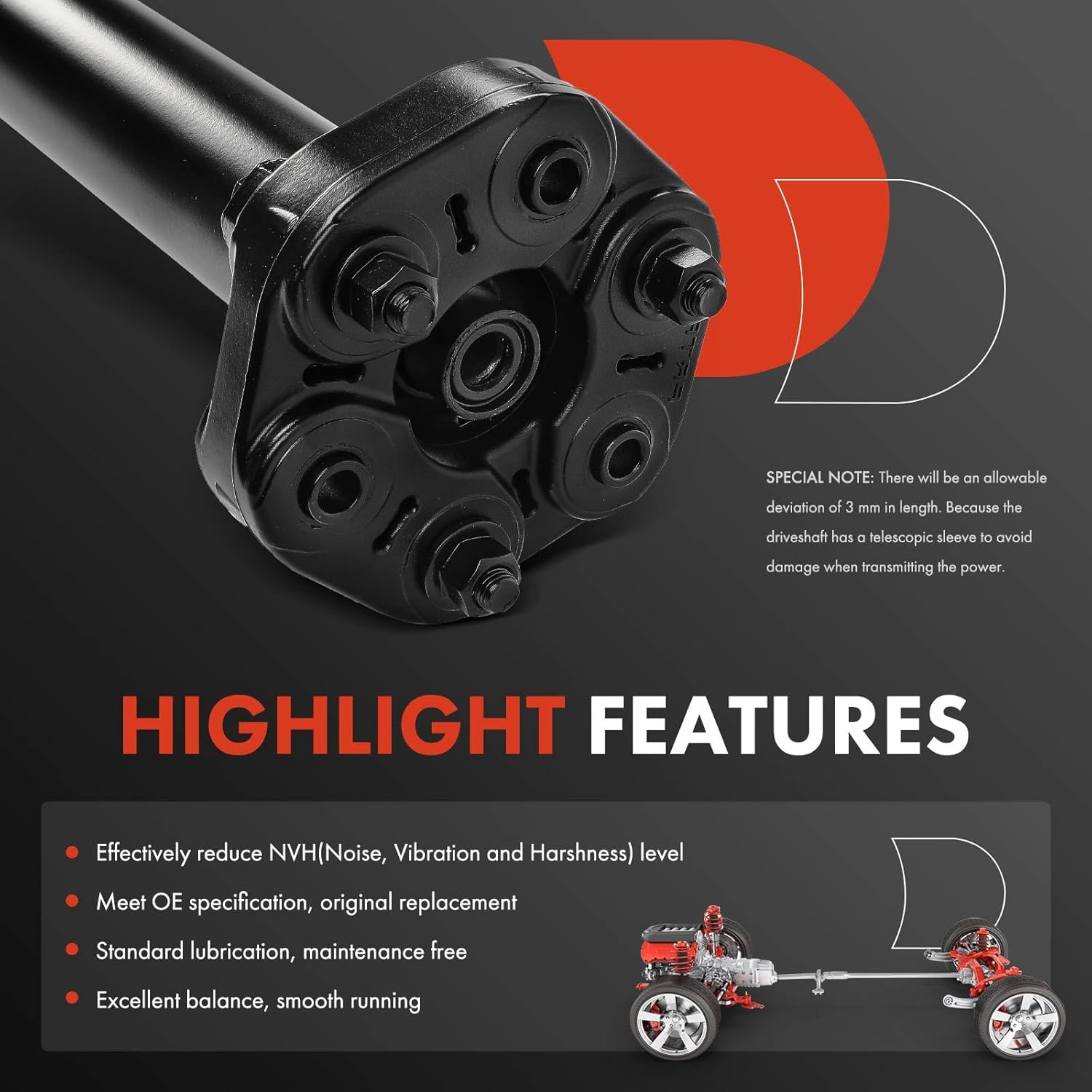 A-Premium Rear Drive Shaft Driveshaft Assembly Compatible with Mercedes-Benz W251 Series R320 2007-2009, R350 2006-2013, R500 2006-2007, AWD, Replace# 2514102102, Complete Prop Shaft