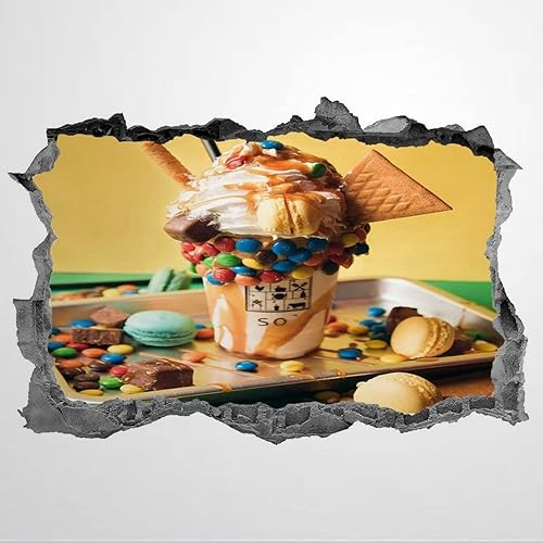 Calcomanías de pared para decoración de cocina, postres y helados, mural, catering, arte de pared aplastado, póster extraíble, calcomanías de vinilo