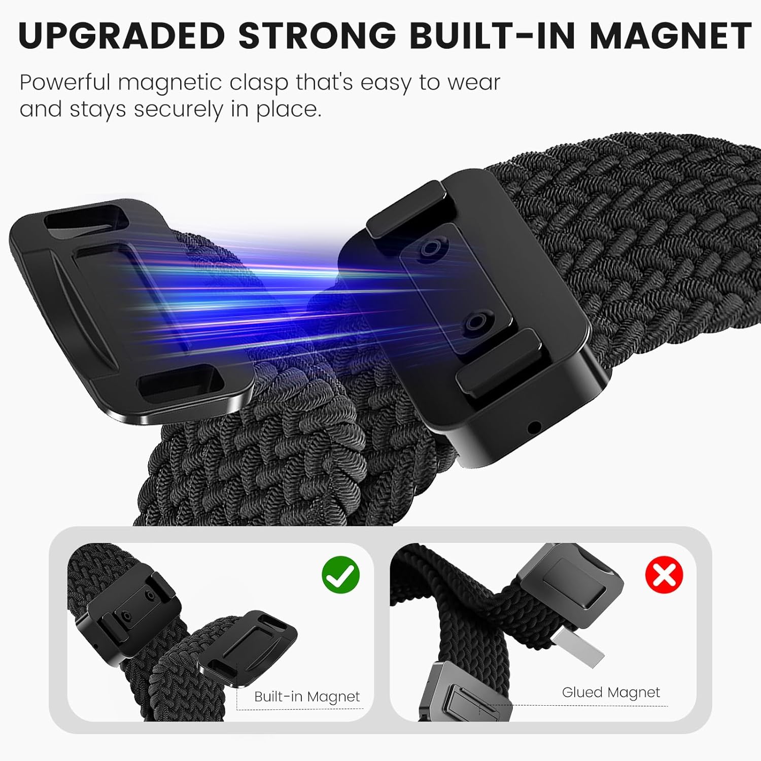 Stretchy Braided Bands Compatible with Samsung Galaxy Watch 8 Band 40mm 44mm/Galaxy Watch 8 Classic 46mm, Elastic Nylon Wristband Sport Strap for Galaxy Watch 8 2025 Women Men - Image 3