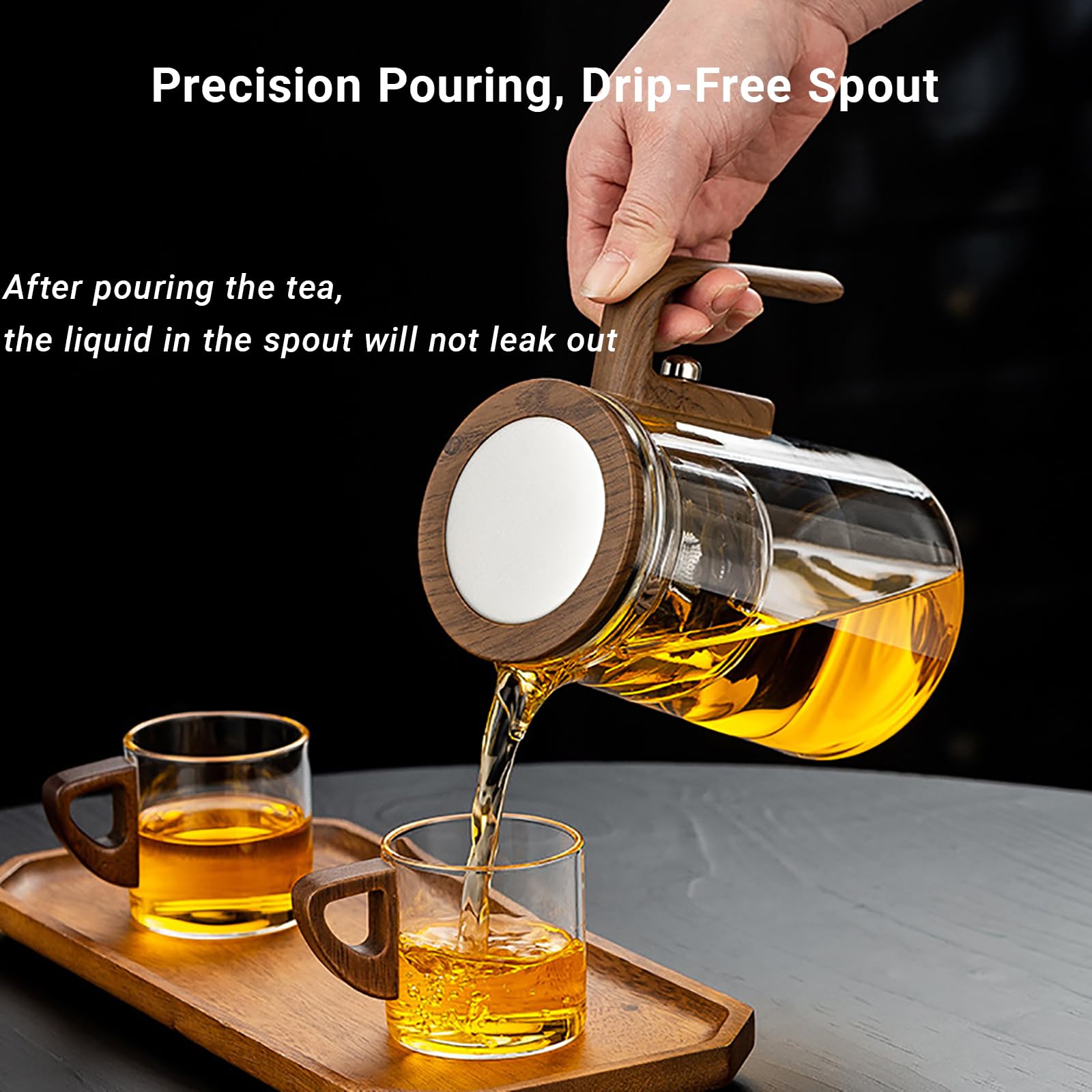Tetera de Cristal con Separación de Agua – 600 ML, Enchantipot Magic Tea Pot para Hojas Sueltas, Vidrio de Borosilicato, Desmontable/Fácil de Limpiar, Tetera Mágica para el Hogar y la Oficina