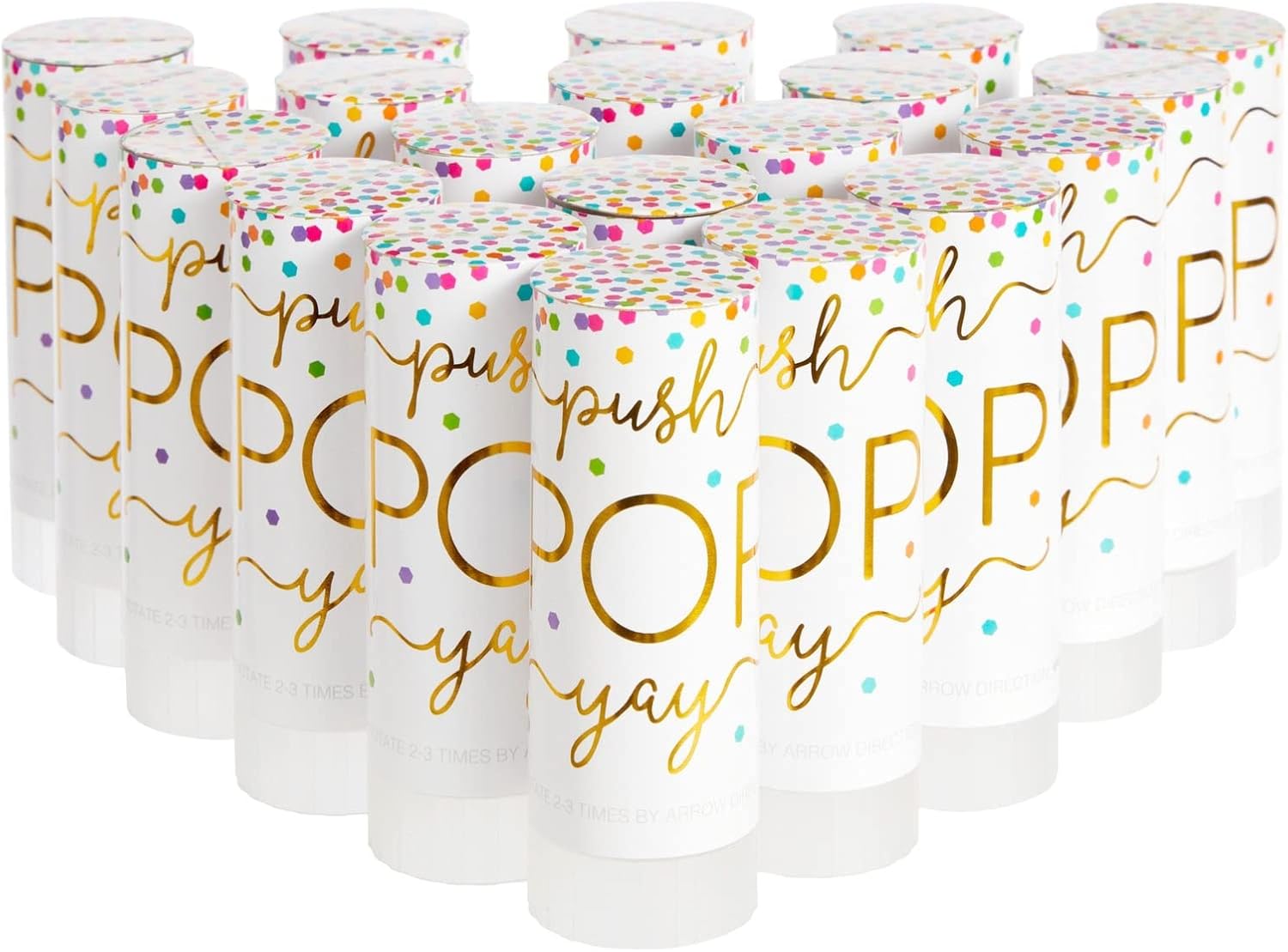 Sparkle and Bash Confetti Poppers 20 Pack Rainbow Shakers - Multicolor Mini Poppers 1.5in x 4.3in - Push Pop Design Bulk Mini Confetti Cannons