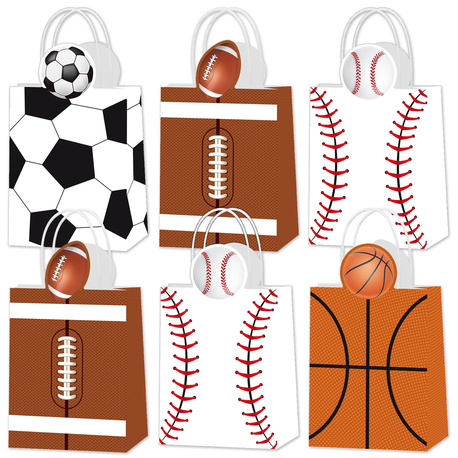 CANDY CHEF Sports Birthday Party Supplies 16Pcs Sports Party Favor Goodies Bags Sport Themed Birthday Treat Bags Sport Baksetball Favor Handle Bags