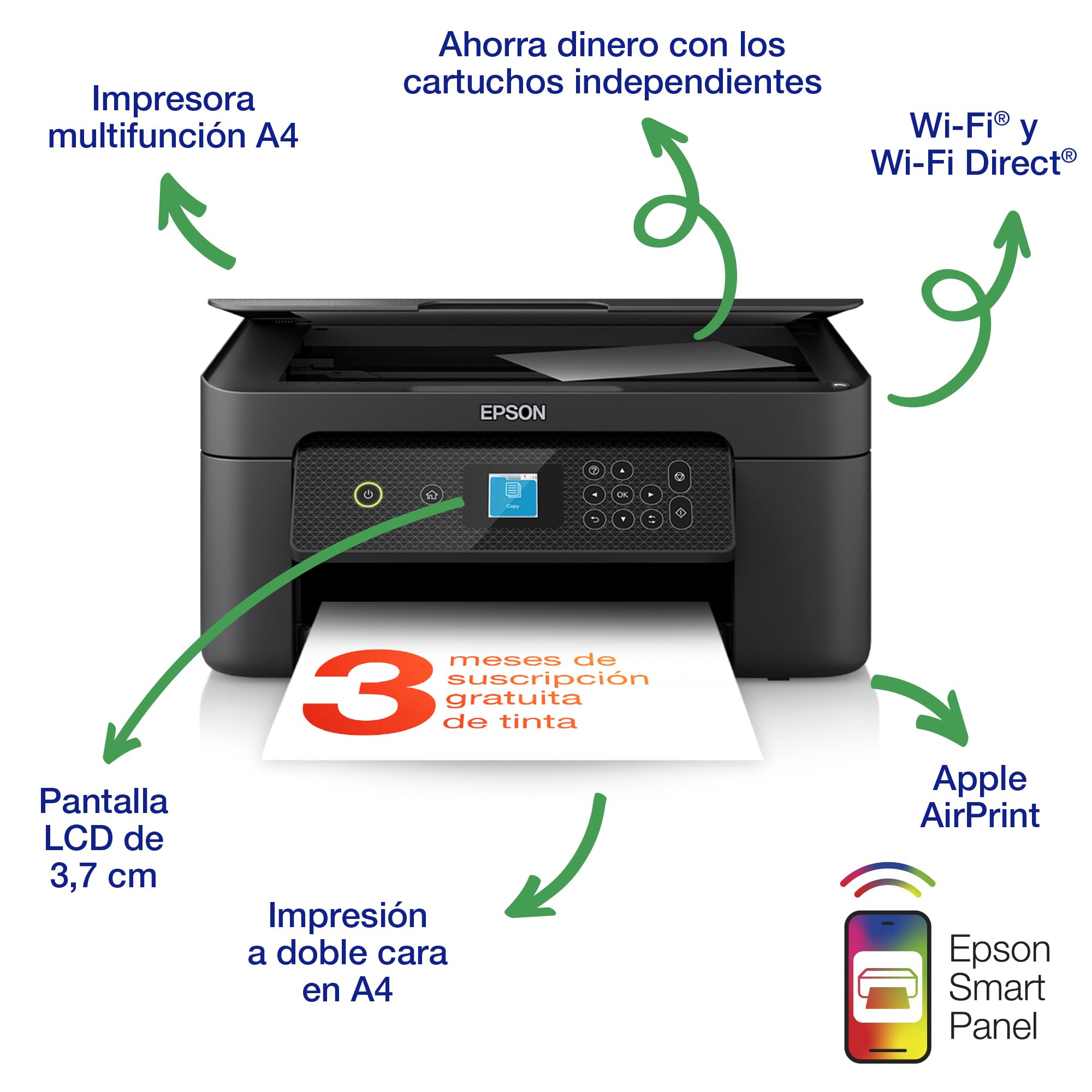 Epson Impresora de inyección de Tinta multifunción Expression XP-3200 A4 con conectividad inalámbrica y 3 Meses Gratis de suscripción ReadyPrint Flex*