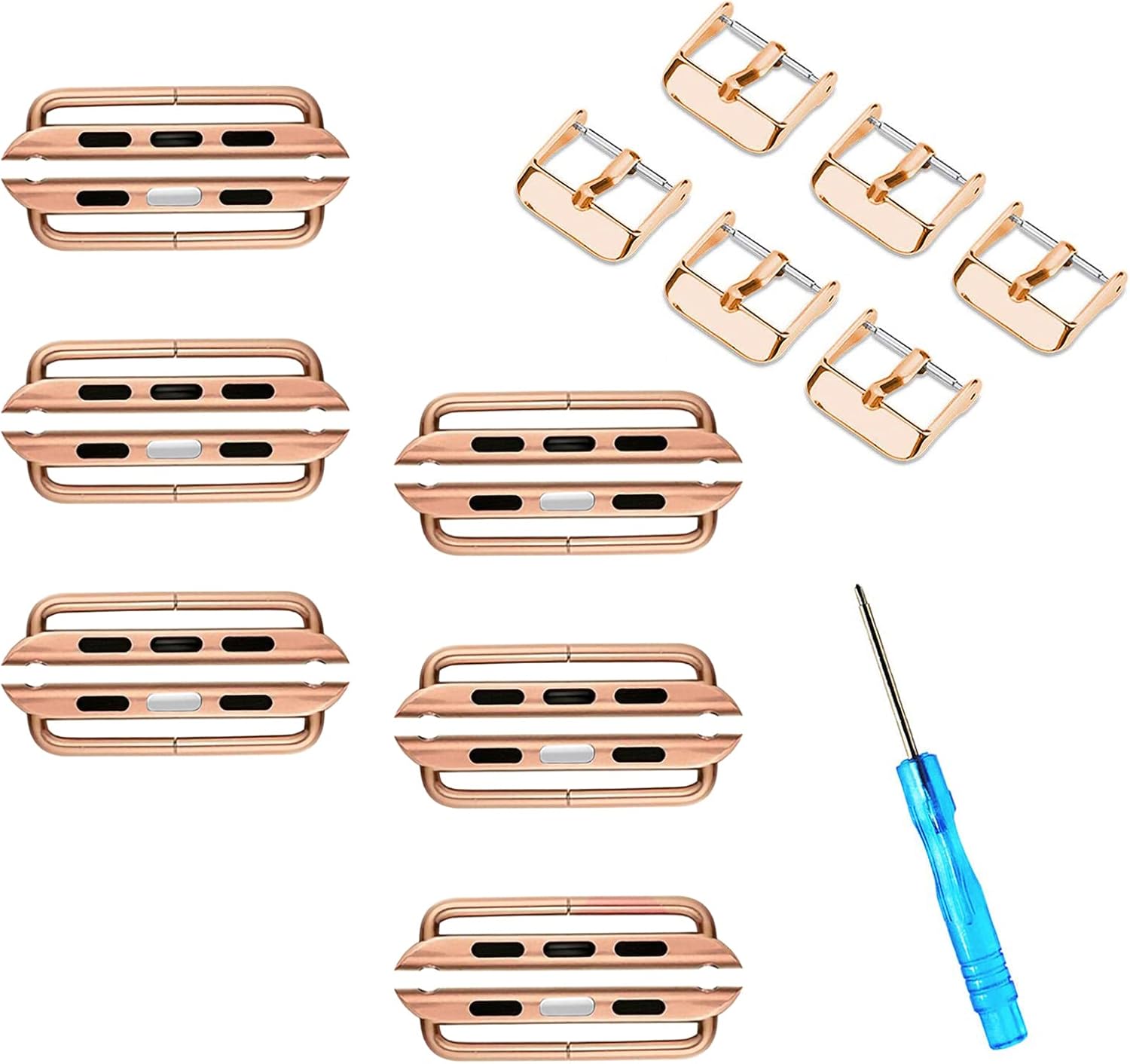 Watch Band Connector Kit for Apple Watch, Metal Replacement Adapter for iWatch Straps Ultra (49mm) Series 8 7 (45mm) Series 6 5 4 (44mm) Series 3 2 1 (42mm) Rose Gold (6 Pack)
