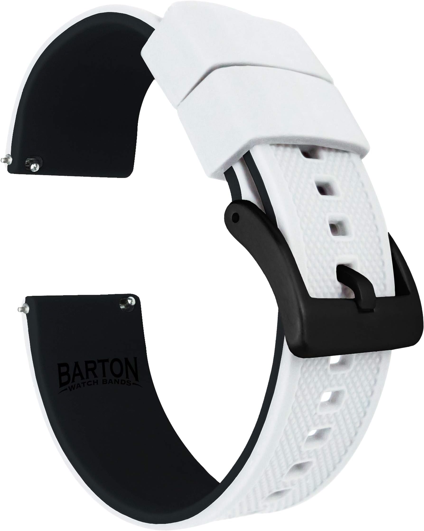 Barton Elite Silicone Watch Bands - Quick Release - Choose Color - 18mm, 19mm, 20mm, 21mm, 22mm, 23mm & 24mm Watch Straps (Stainless & Black Buckle Available)