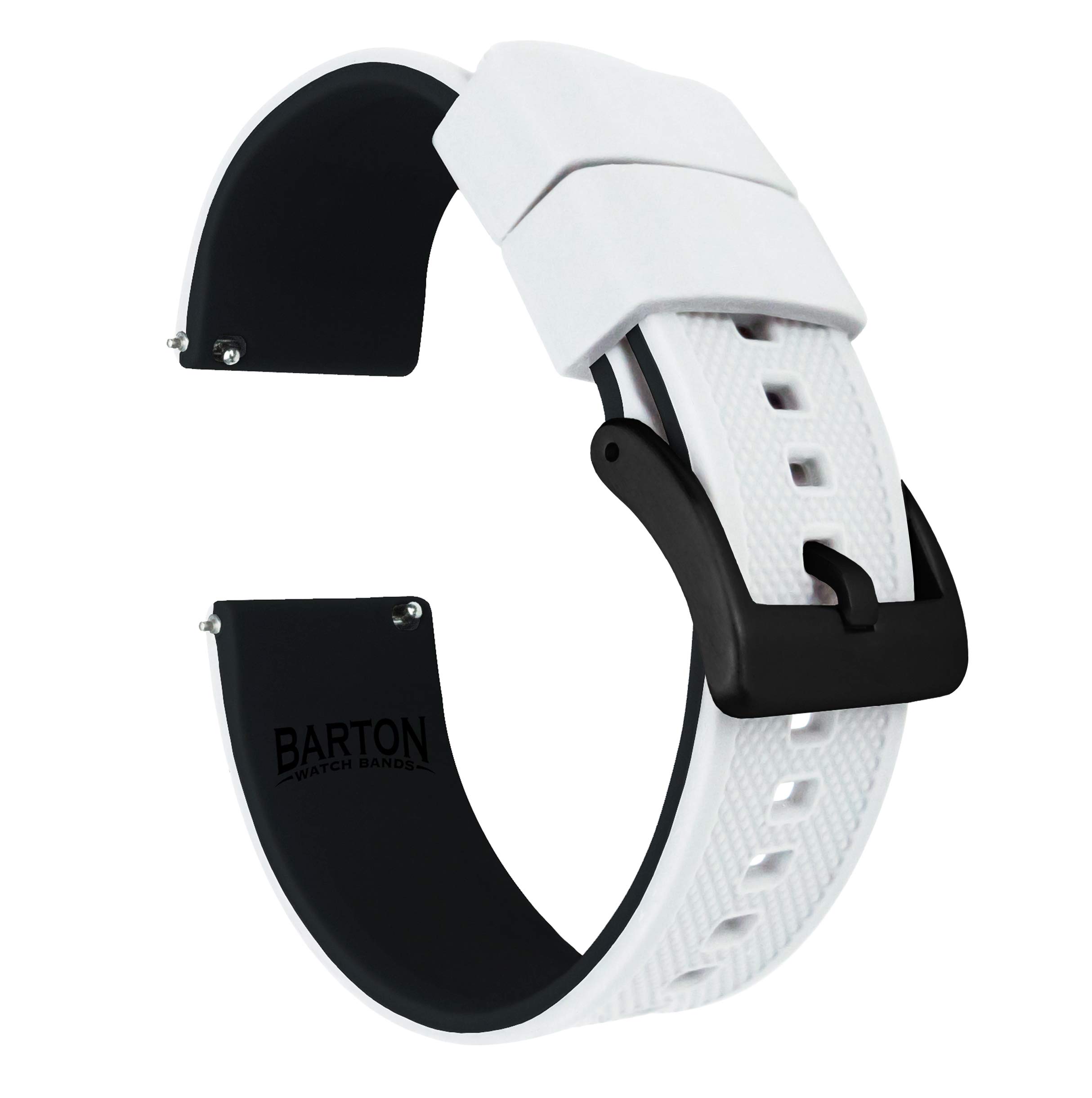 Barton Elite Silicone Watch Bands - Quick Release - Choose Color - 18mm, 19mm, 20mm, 21mm, 22mm, 23mm & 24mm Watch Straps (Stainless & Black Buckle Available)
